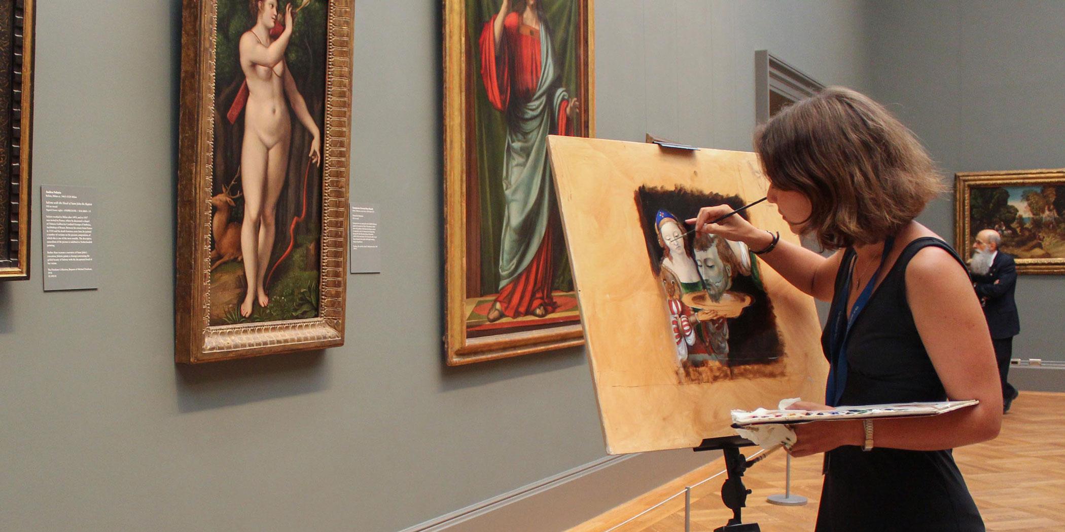 People copying paintings at the Metropolitan Museum of Art 