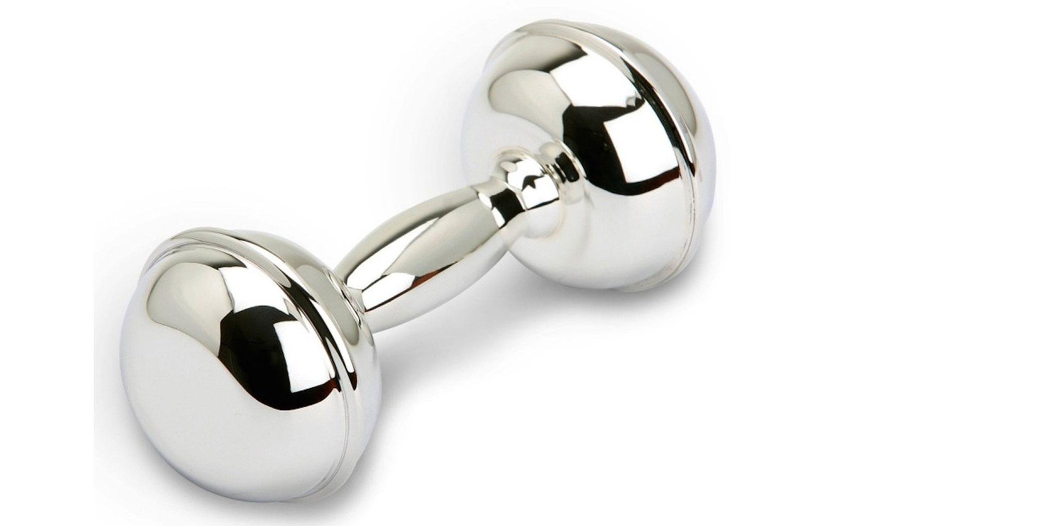  A personalized sterling-silver baby rattle