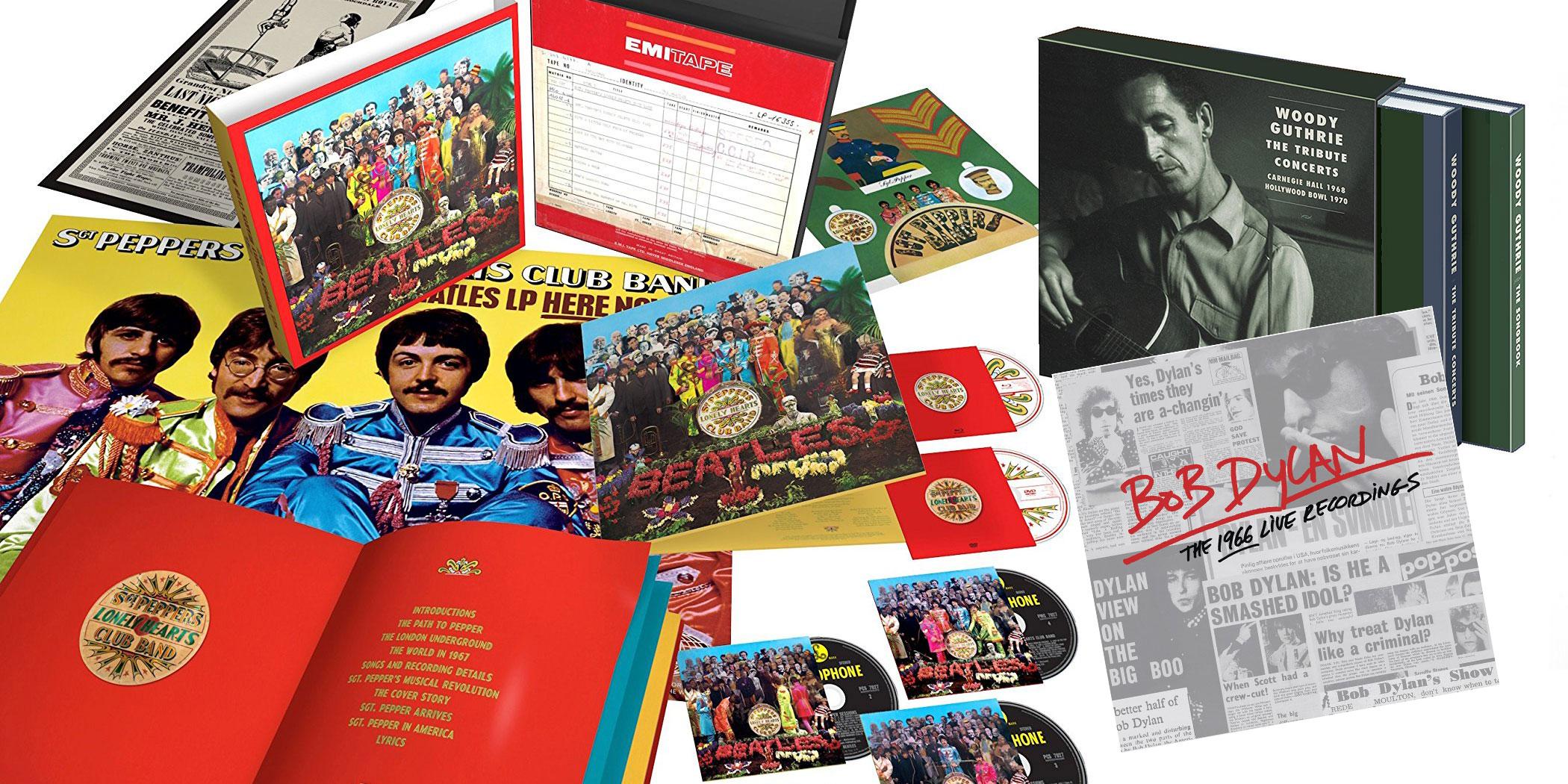 Sgt. Pepper’s Lonely Hearts Club Band, the Beatles. Woody Guthrie: The Tribute Concerts. ​The 1966 Live Recordings, Bob Dylan. 