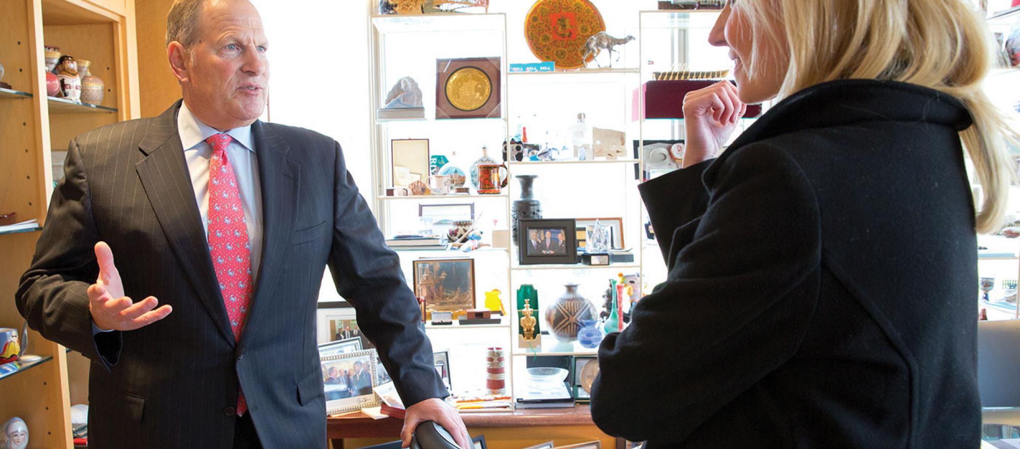 BJT Editorial Director Jennifer Leach English interviews Honeywell CEO Dave Cote. (Photo: Bill Bernstein)