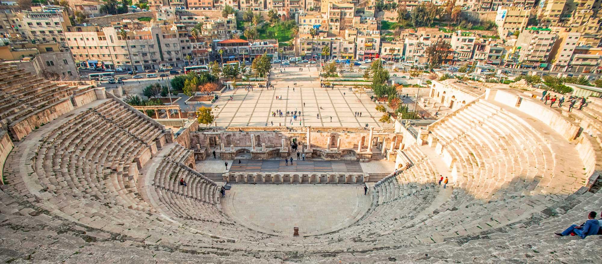 View on South Roman Theatre in the center of Amman, Jordan. Adobe Stock