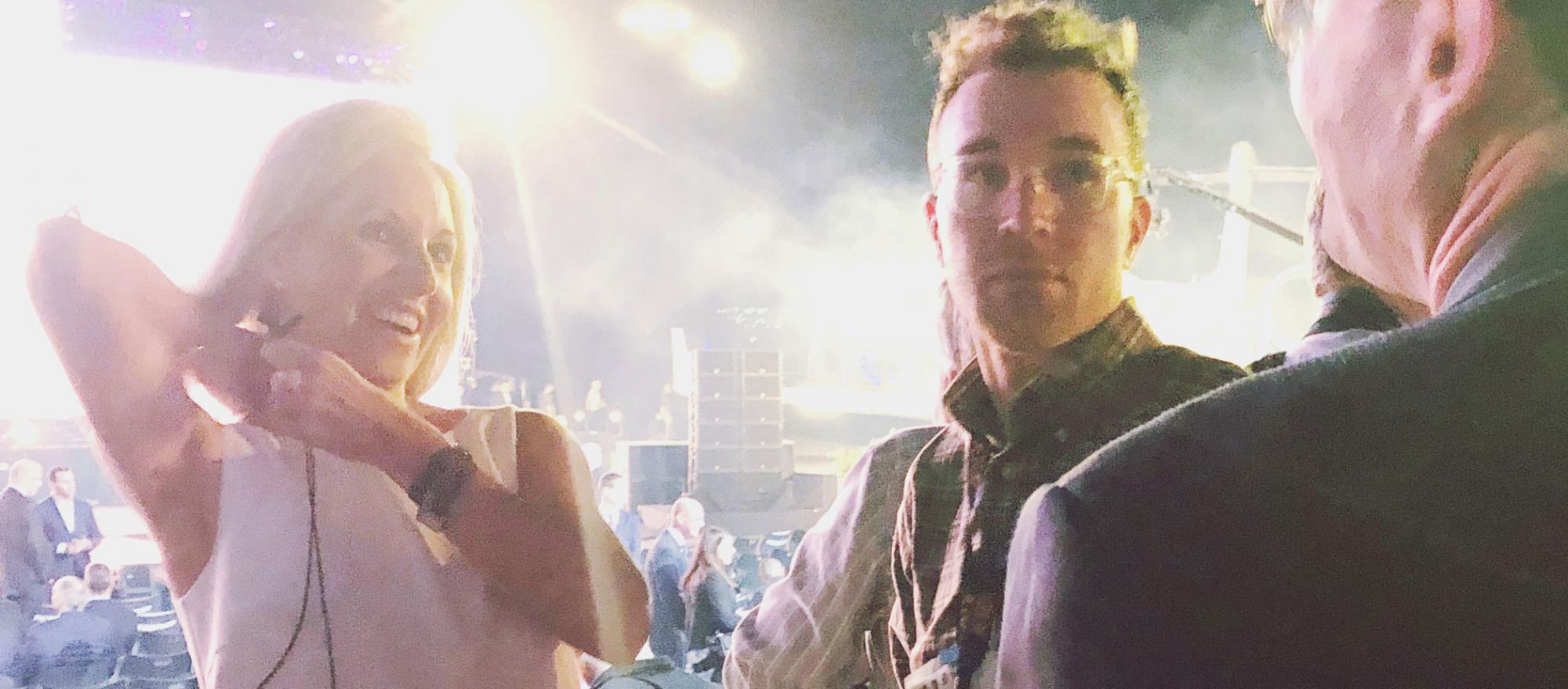 Waiting with AIN videographer Mike Cutler for Gulfstream’s G700 reveal at the National Business Aviation Association’s annual  convention in Las Vegas last October. Photo: Michele Hubert