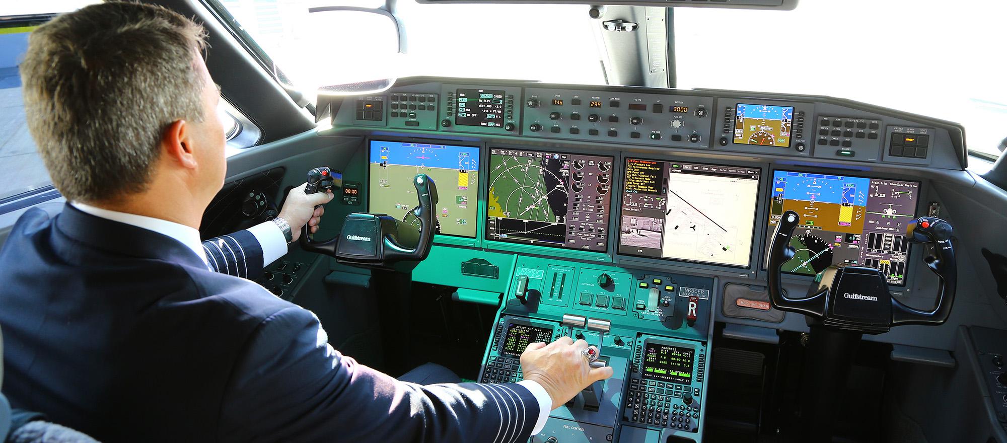 Pilot in cockpit
