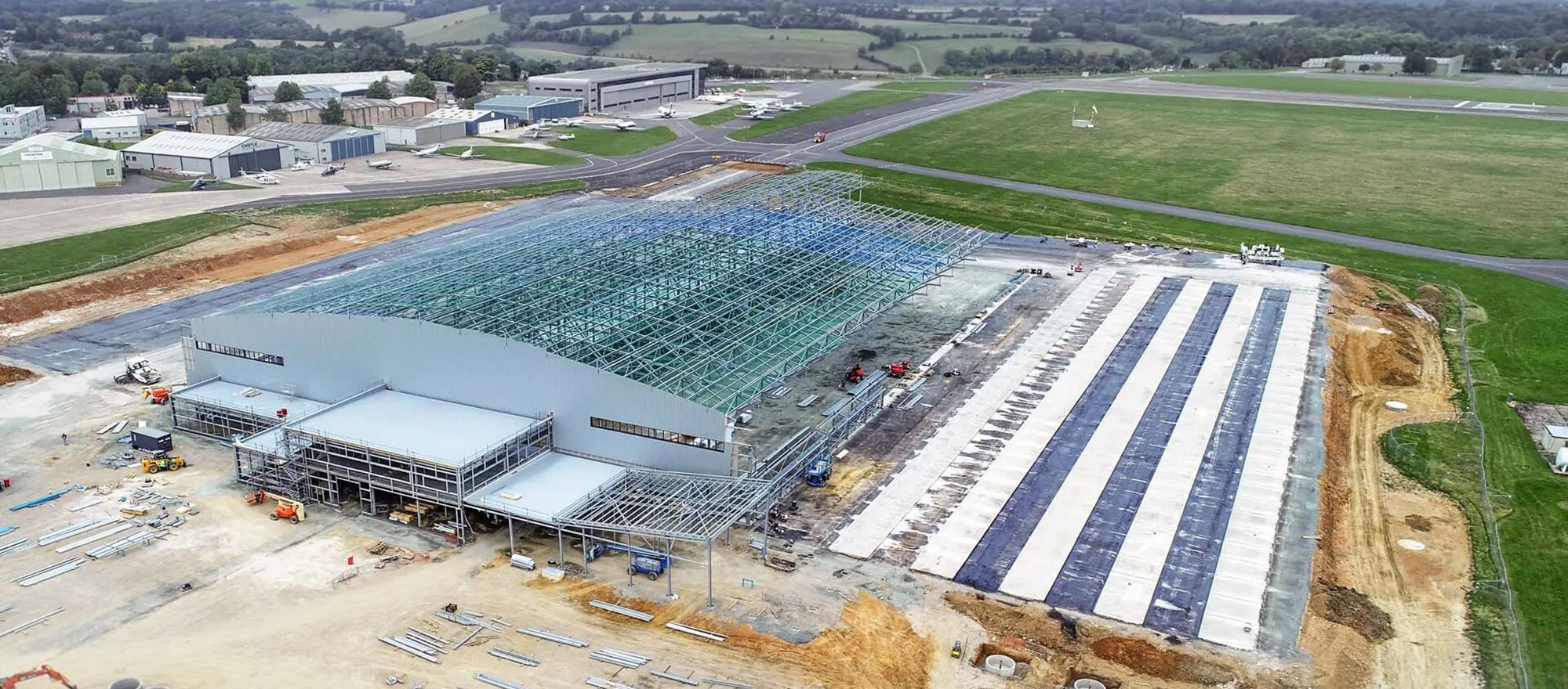 Bombardier hangar at Biggin Hill Airport, UK 