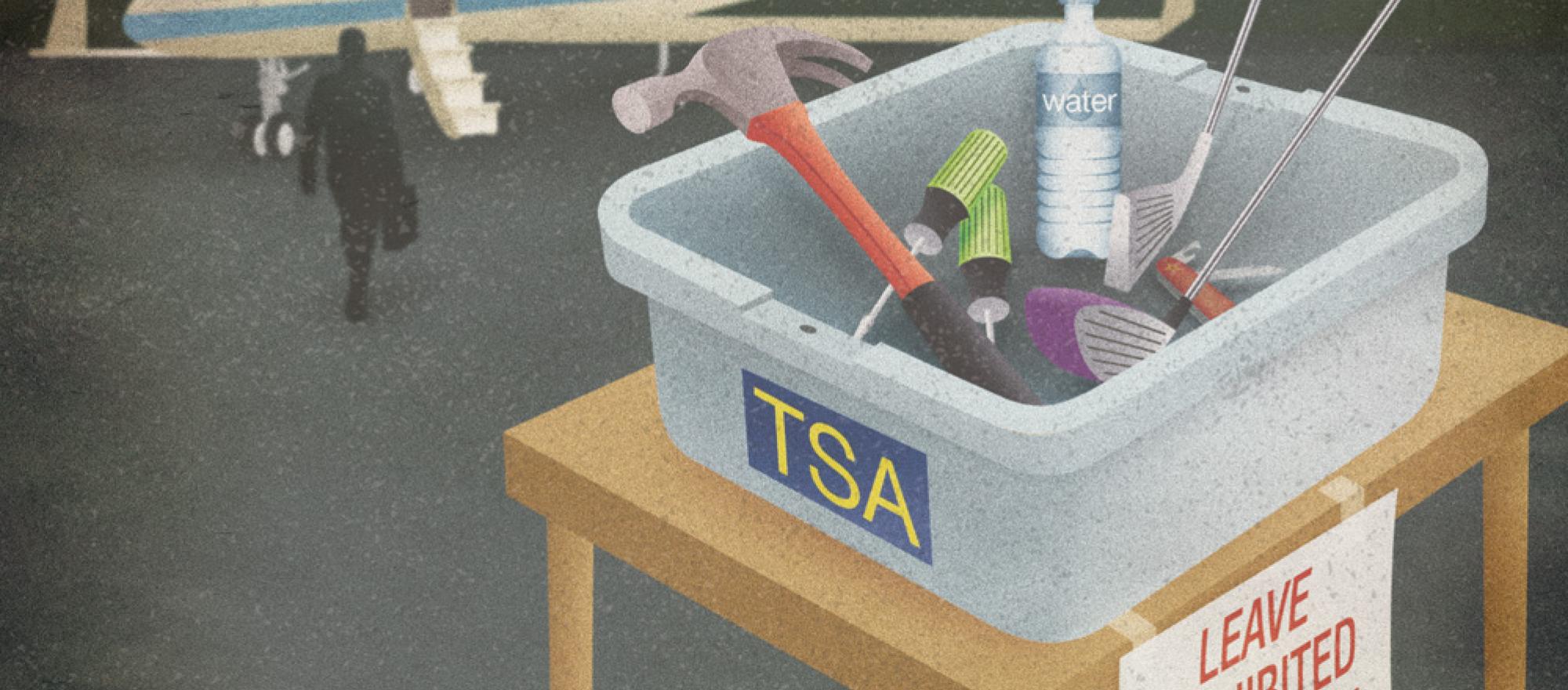 TSA Prohibited Items Bin.