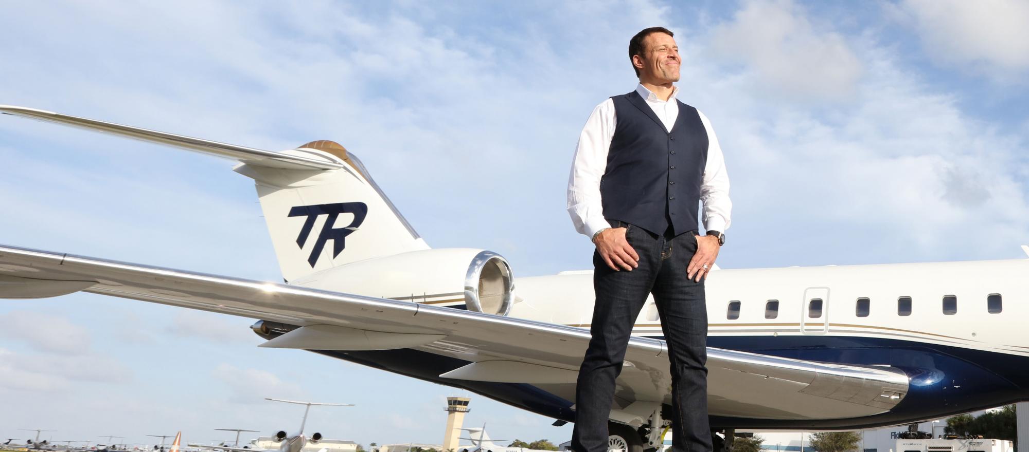 Tony Robbins and his Bombardier Global Express XRS.