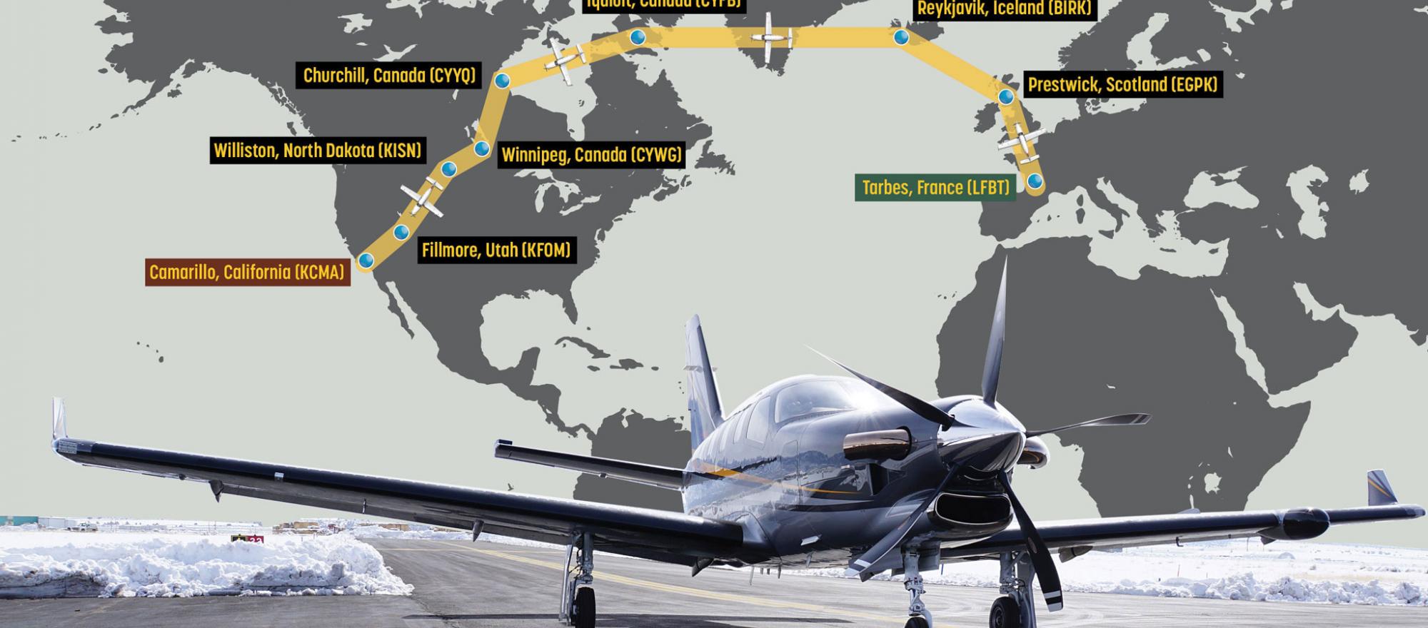 TBM 910 with trip map