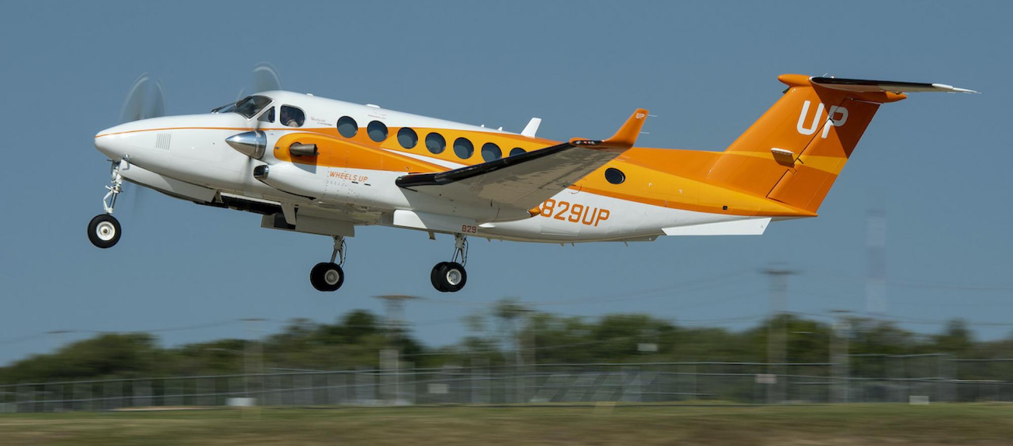 Wheels Up's orange Beechcraft King Air 350i