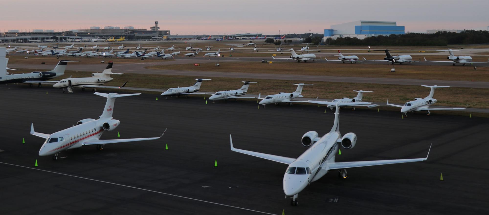 ramp full of private jets