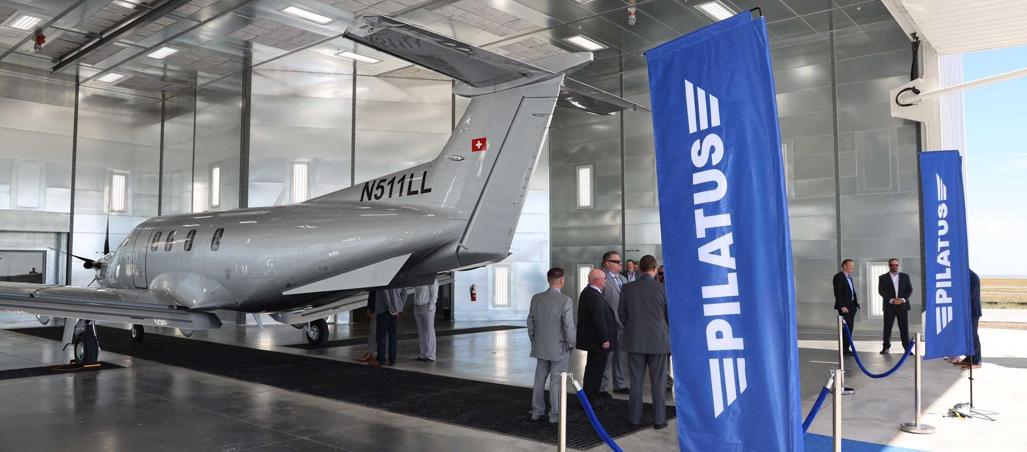 Pilatus PC-12NGX on display at its new aircraft paint facility