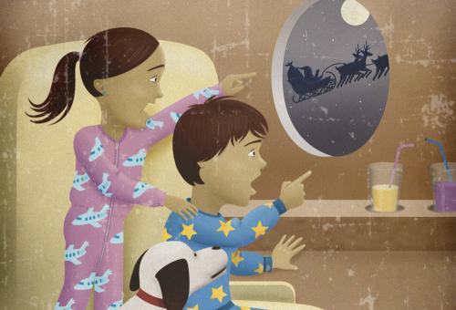 If you are flying on Christmas Eve, the sky can be a magical place. (Illustration: John T. Lewis)