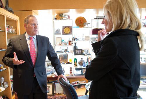 BJT Editorial Director Jennifer Leach English interviews Honeywell CEO Dave Cote. (Photo: Bill Bernstein)