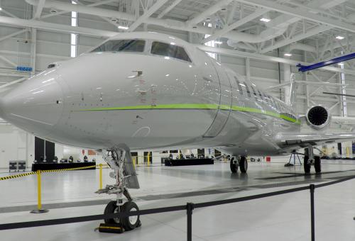 First Bombardier Global 8000 at the company's Toronto assembly plant.