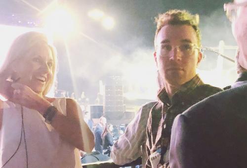 Waiting with AIN videographer Mike Cutler for Gulfstream’s G700 reveal at the National Business Aviation Association’s annual  convention in Las Vegas last October. Photo: Michele Hubert