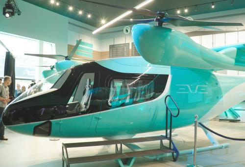 Eve eVTOL aircraft prototype at the Paris Air Show 2025