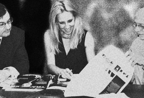 Editorial Director Jennifer English with Editor-in-Chief Charles Alcock (left) and Editor Jeff Burger.