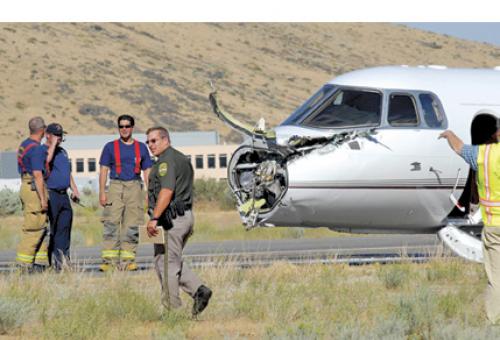 In the aftermath of the nonfatal collision of a Hawker 800XP and a sailplane 