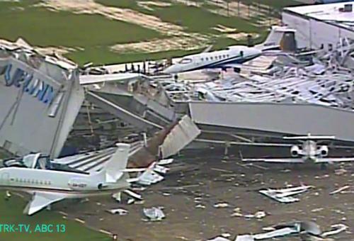 Collapsed hangar at Houston Hobby