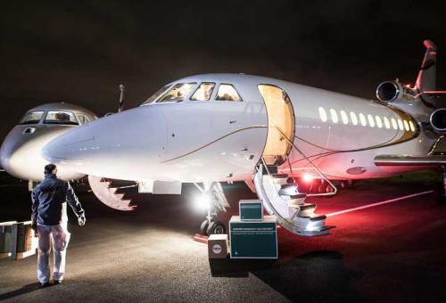 Dassault Falcons being prepped for medical support mission