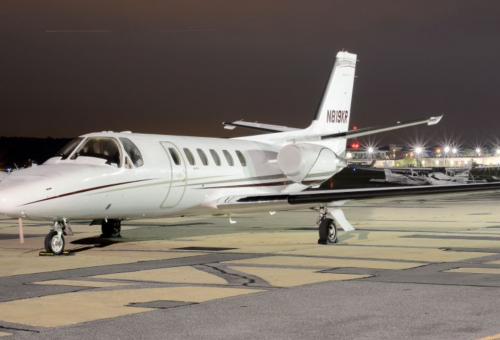 Cessna Citation II on airport ramp prior to crash