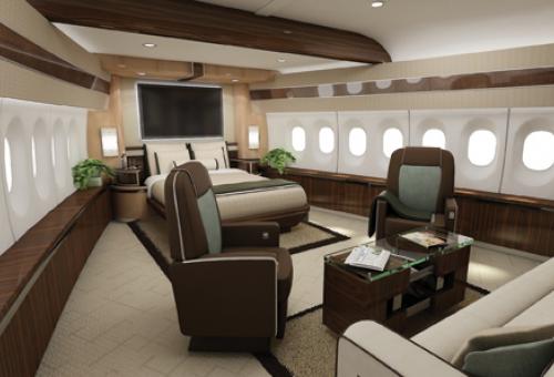 You’re not likely to feel cramped in a Boeing 747-8 master suite. This propos