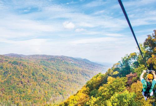 Ziplining provides stunning views in all seasons. (Photo: The Gorge Zipline)