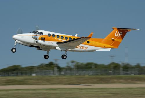 Wheels Up's orange Beechcraft King Air 350i