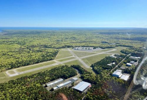 Aerial view of East Hampton Airport in Long Island, New York